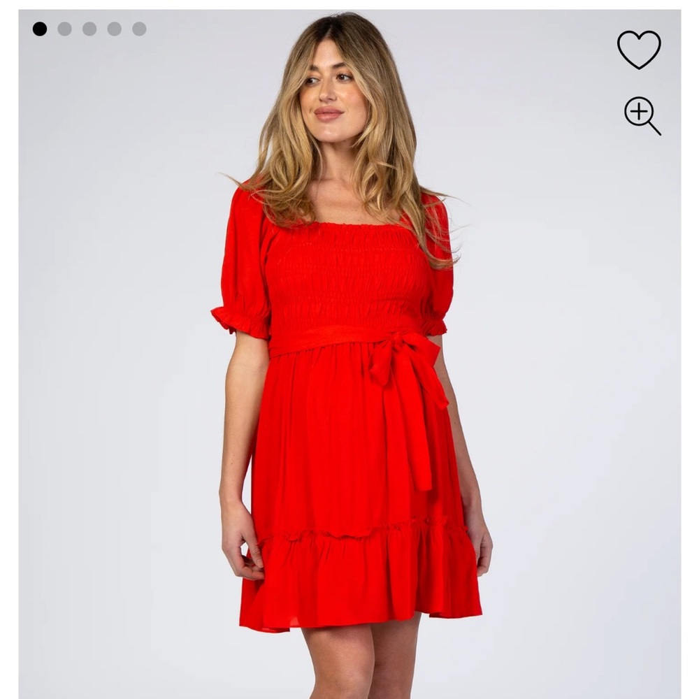 Pinkblush Red Smocked Maternity Dress Size Large NWT